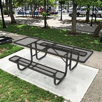 HKM-858387 Commercial Steel Picnic Table and Bench Set for Outdoor Dining and Events
