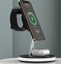 HKM-858387 Four-in-One Wireless Charger for Smartwatch and Smartphone - Fast Magnetic Alignment, 15W Compatible