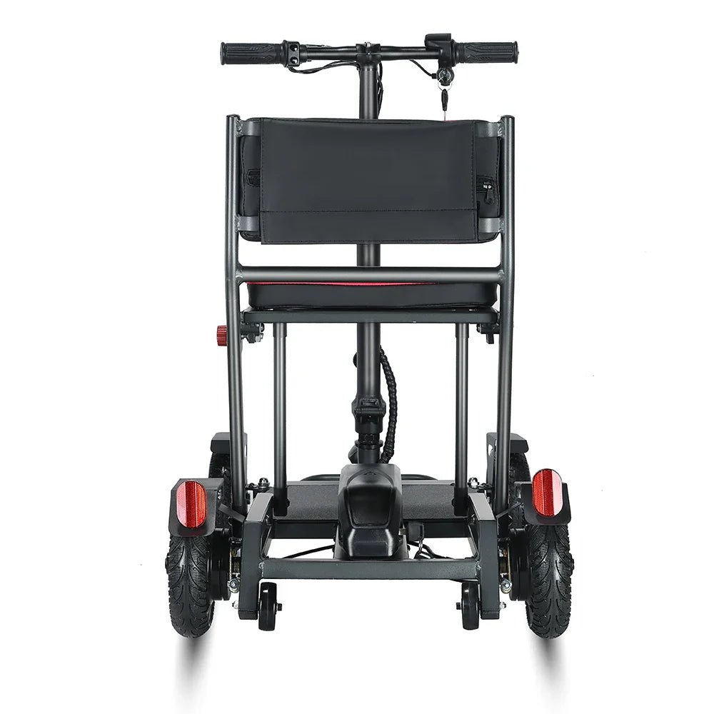 HKM-858387 Lightweight 4-Wheel Electric Mobility Scooter for Outdoor Travel, Foldable, 18KM Range, Brushless Motor, Waterproof