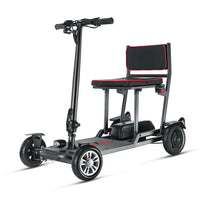 HKM-858387 Lightweight 4-Wheel Electric Mobility Scooter for Outdoor Travel, Foldable, 18KM Range, Brushless Motor, Waterproof