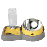 HKM-8584253 2-in-1 Pet Feeder Bowl and Water Dispenser with 15-Degree Tilt Design for Cats and Small Dogs