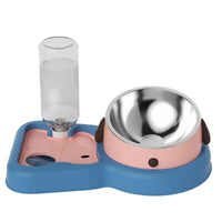 HKM-8584253 2-in-1 Pet Feeder Bowl and Water Dispenser with 15-Degree Tilt Design for Cats and Small Dogs
