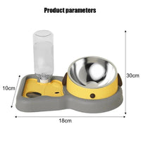 HKM-8584253 2-in-1 Pet Feeder Bowl and Water Dispenser with 15-Degree Tilt Design for Cats and Small Dogs