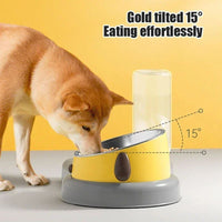 HKM-8584253 2-in-1 Pet Feeder Bowl and Water Dispenser with 15-Degree Tilt Design for Cats and Small Dogs