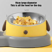 HKM-8584253 2-in-1 Pet Feeder Bowl and Water Dispenser with 15-Degree Tilt Design for Cats and Small Dogs