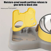 HKM-8584253 2-in-1 Pet Feeder Bowl and Water Dispenser with 15-Degree Tilt Design for Cats and Small Dogs