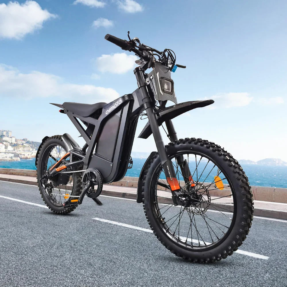 HKM-858451 2000W 48V Electric Mountain Bike with 30AH Lithium Battery, 14-inch Fat Tires, Hydraulic Disc Brakes, 7-Speed Gears