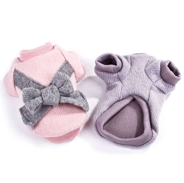 HKM-8584637 Brushed Cloth Bow Pet Clothes - Adjustable Size for Comfort and Style