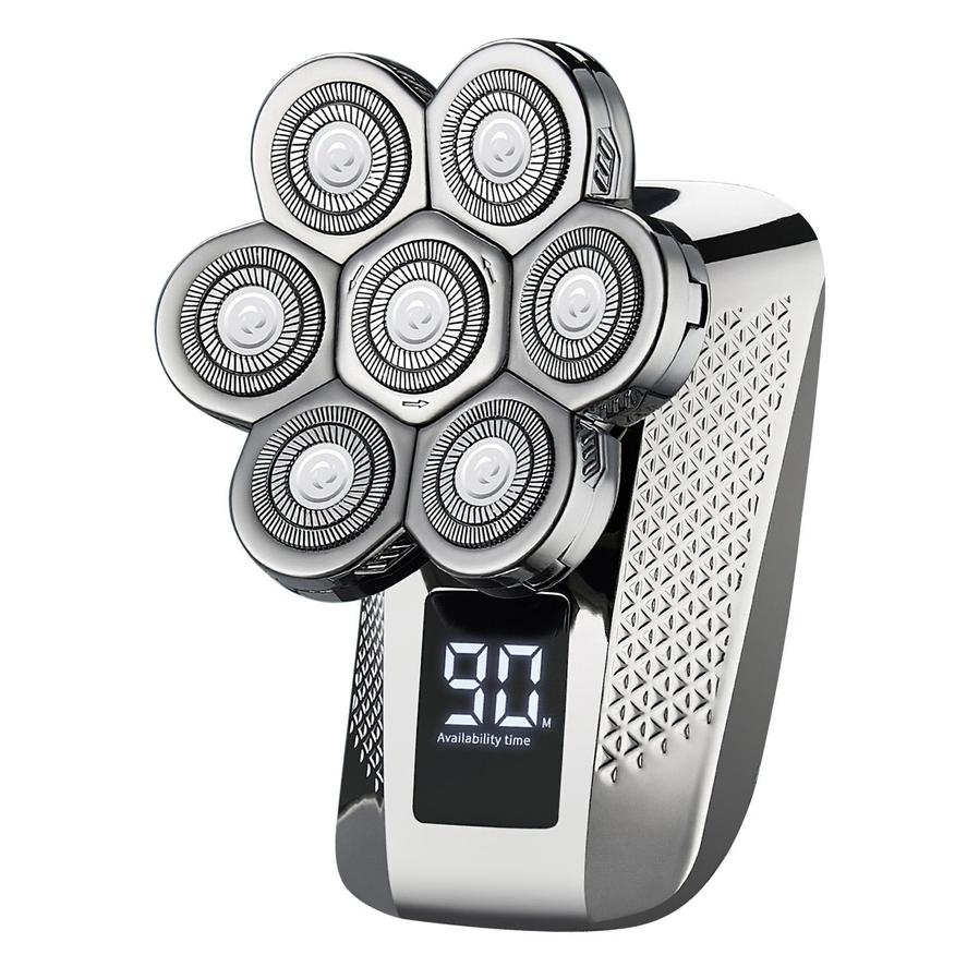 HKM-858579 5 in 1 Rechargeable Electric Rotary Head Shaver with Precision Trimmer and Waterproof Grooming Kit