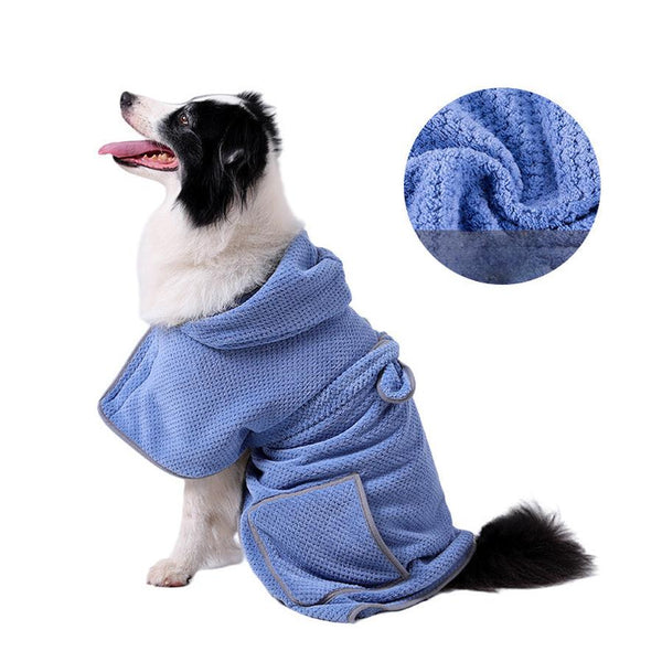 HKM-858579 High Absorbent Quick-Drying Dog Bath Robe Towel with Adjustable Waistband - Soft and Warm Comfort for Your Pet