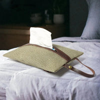HKM-858579 Retro Canvas Paper Towel Cover with Detachable Bag for Car Seat Storage