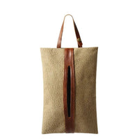 HKM-858579 Retro Canvas Paper Towel Cover with Detachable Bag for Car Seat Storage