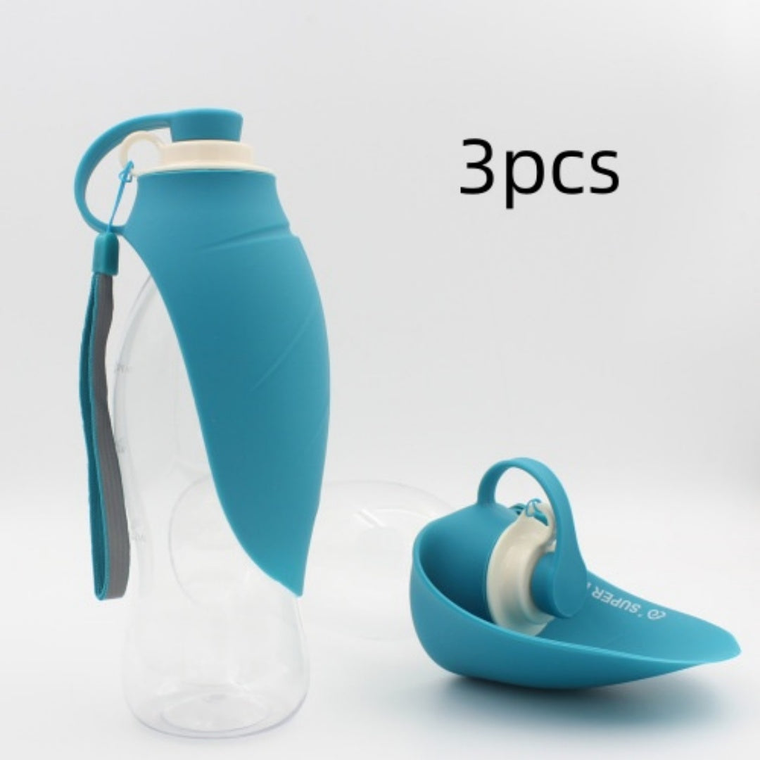HKM-8586301 Portable Leak-Proof Pet Water Dispenser with Drinking Cup and Bowl - 580ml Capacity