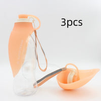HKM-8586301 Portable Leak-Proof Pet Water Dispenser with Drinking Cup and Bowl - 580ml Capacity