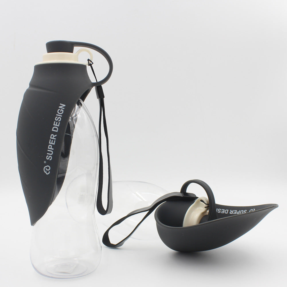 HKM-8586301 Portable Leak-Proof Pet Water Dispenser with Drinking Cup and Bowl - 580ml Capacity