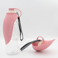 HKM-8586301 Portable Leak-Proof Pet Water Dispenser with Drinking Cup and Bowl - 580ml Capacity
