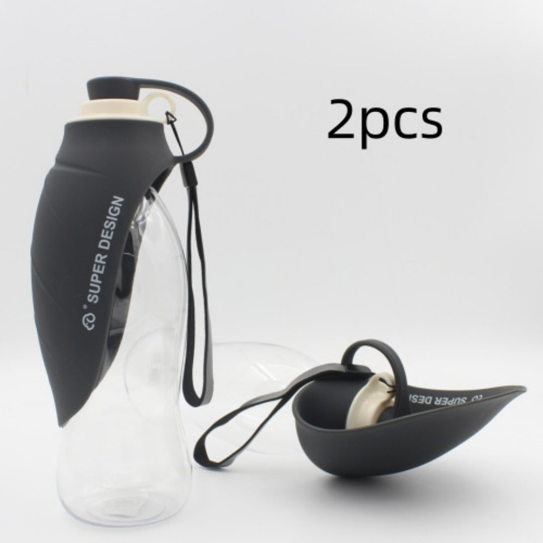 HKM-8586301 Portable Leak-Proof Pet Water Dispenser with Drinking Cup and Bowl - 580ml Capacity