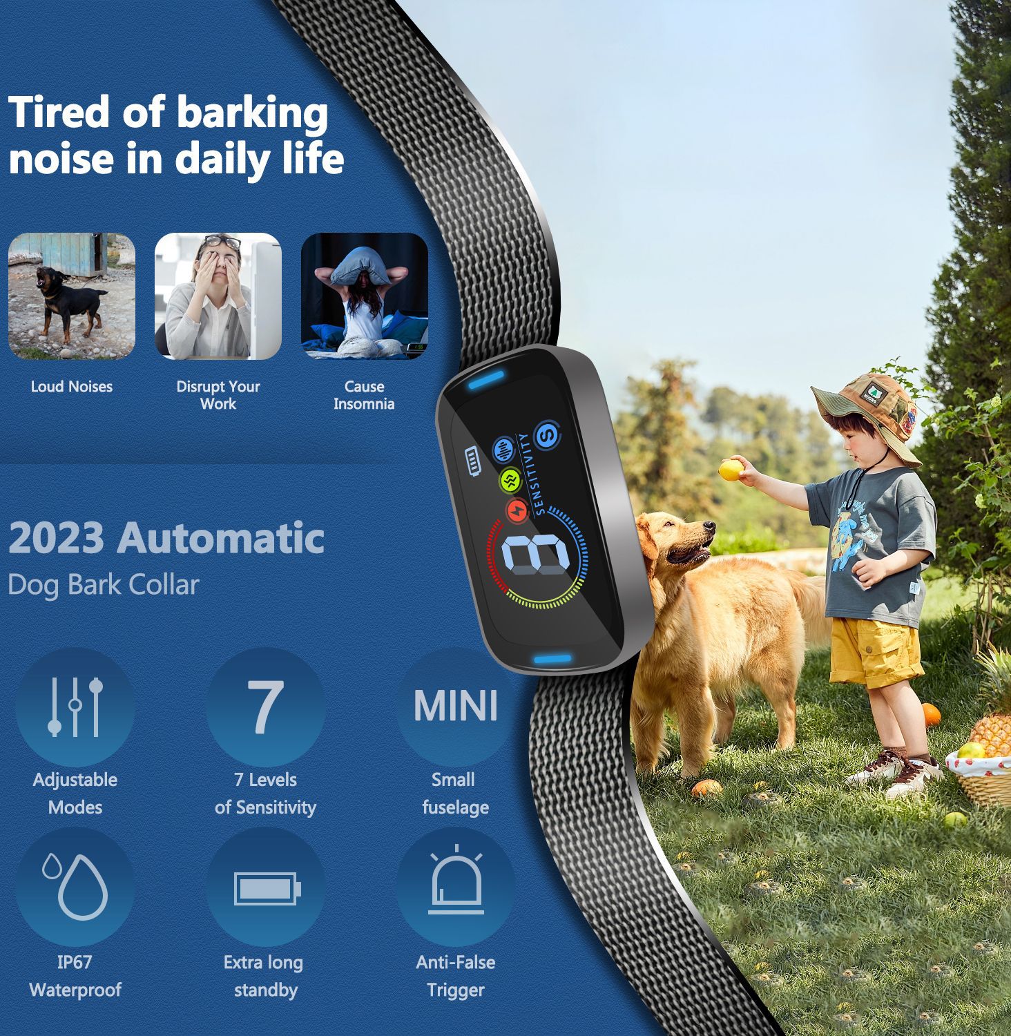 HKM-8588221 Color Screen Bark-Stop Dog Training Collar - Adjustable ABS Design for Effective Training