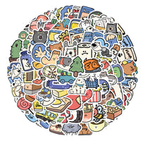 HKM-858835 Cartoon Animal Stickers for Luggage, Journals, and Scrapbooking - 100 Sheets, Cute PVC Adhesive Design