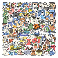 HKM-858835 Cartoon Animal Stickers for Luggage, Journals, and Scrapbooking - 100 Sheets, Cute PVC Adhesive Design