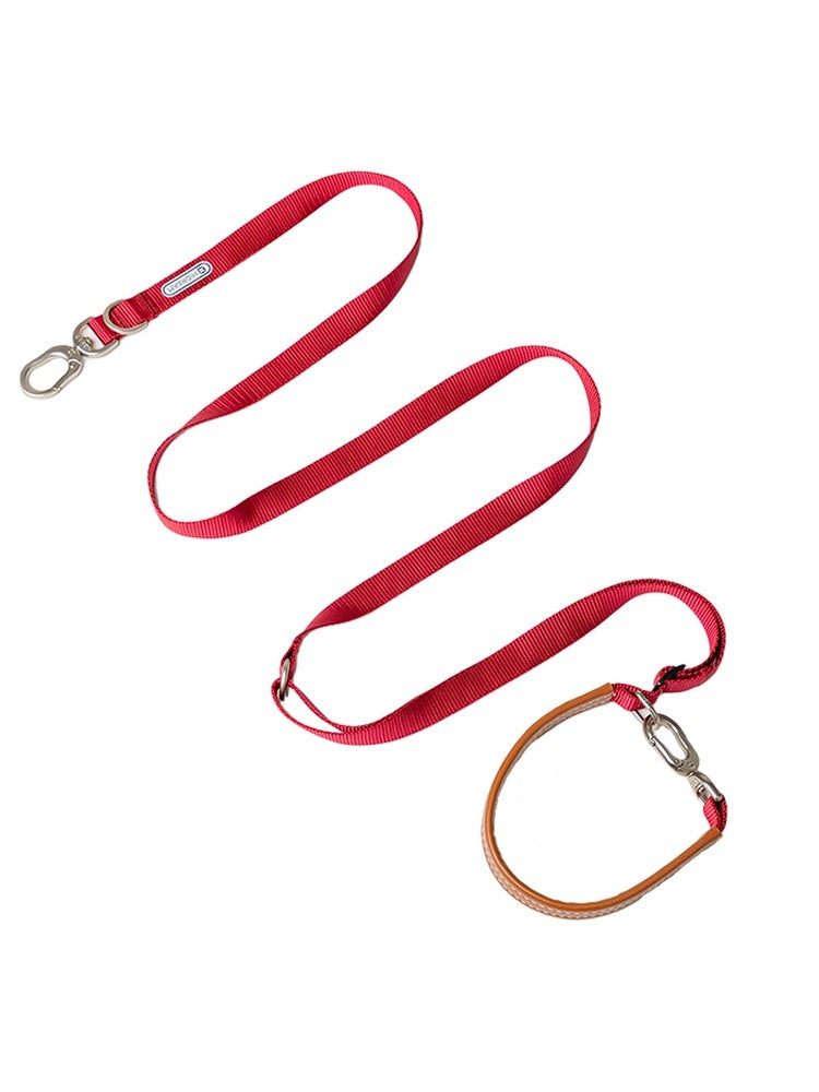 HKM-8590013 Durable Nylon Pet Traction Rope for Large Dogs - Available in Cardamom Red, Linen Green, Yunshan Blue (Length: 108-220cm, Width: 2.0cm)