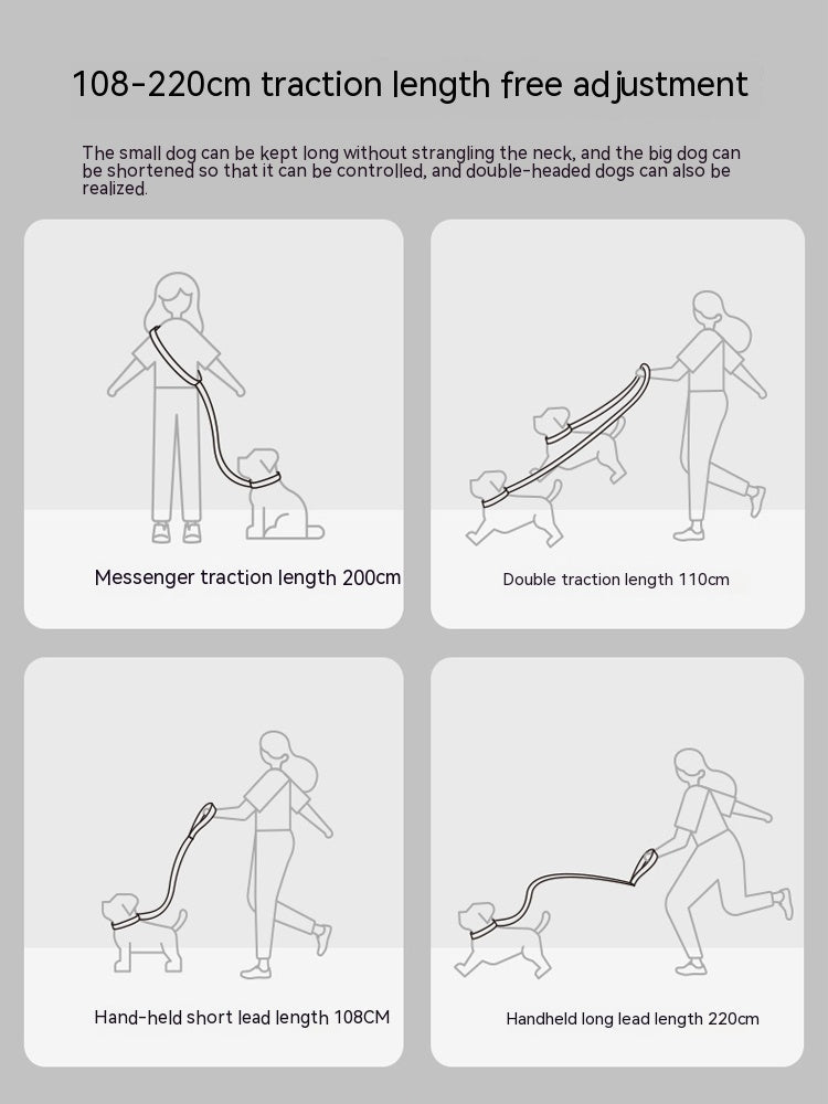 HKM-8590013 Durable Nylon Pet Traction Rope for Large Dogs - Available in Cardamom Red, Linen Green, Yunshan Blue (Length: 108-220cm, Width: 2.0cm)