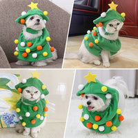 HKM-8590397 Funny Christmas Tree Costume for Cats and Dogs - Green Polyester Pet Clothing