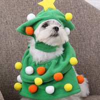HKM-8590397 Funny Christmas Tree Costume for Cats and Dogs - Green Polyester Pet Clothing