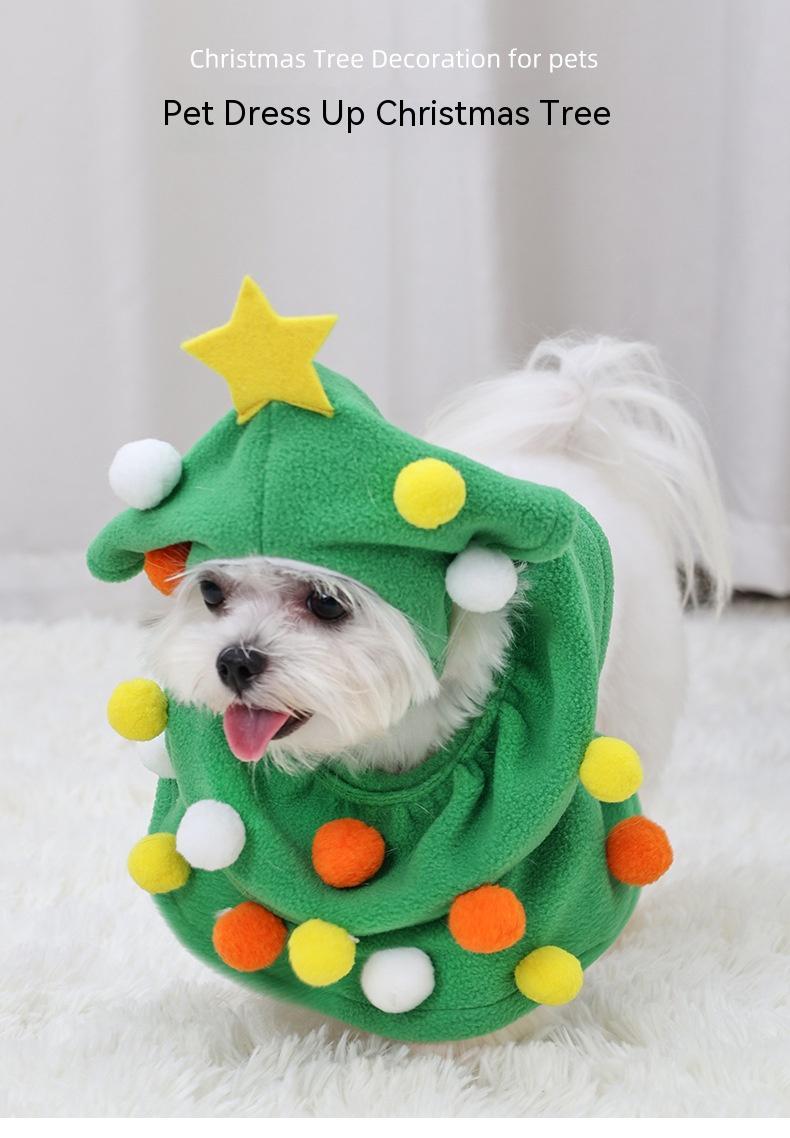 HKM-8590397 Funny Christmas Tree Costume for Cats and Dogs - Green Polyester Pet Clothing
