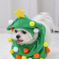 HKM-8590397 Funny Christmas Tree Costume for Cats and Dogs - Green Polyester Pet Clothing