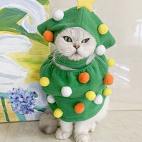 HKM-8590397 Funny Christmas Tree Costume for Cats and Dogs - Green Polyester Pet Clothing