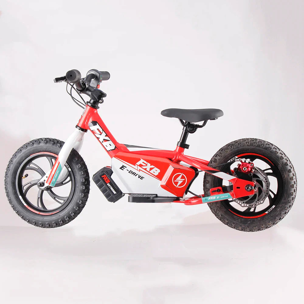 HKM-859091 12-Inch Lithium Battery Electric Kids Bike with 16-Inch Wheels and No Pedals, Steel Fork, and Alloy Frame