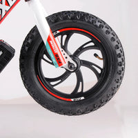HKM-859091 12-Inch Lithium Battery Electric Kids Bike with 16-Inch Wheels and No Pedals, Steel Fork, and Alloy Frame