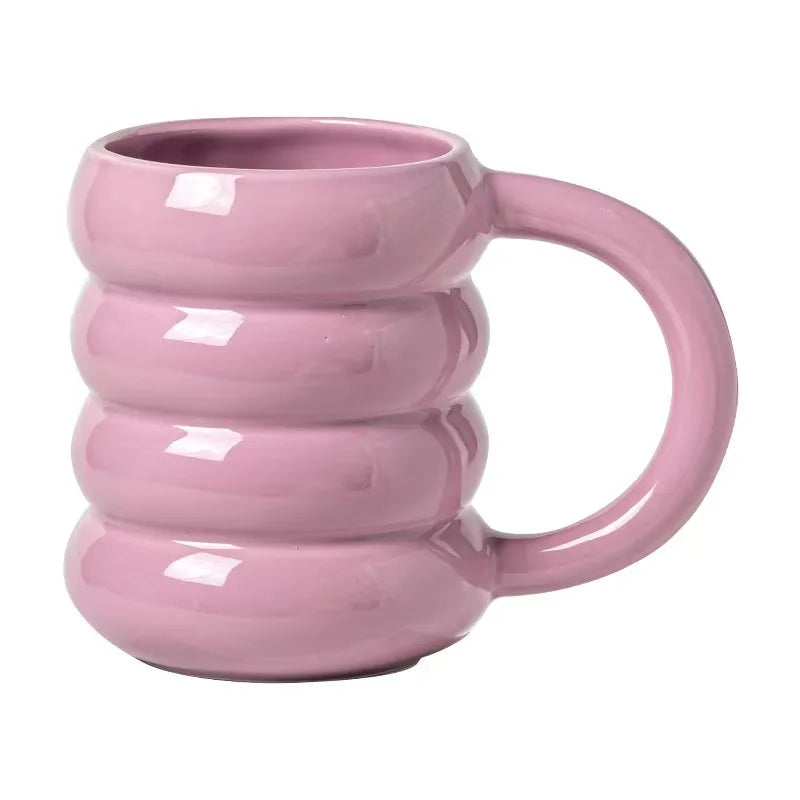 HKM-859091 Modern Ceramic Latte Mug with Donut Design - Ideal Gift for Couples