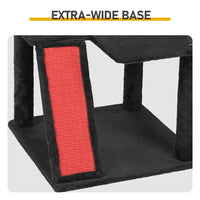 HKM-8591677 Gothic Cat Tree with Spacious Condo, Branch-Shaped Scratching Post, and Spider Toy in Red & Black