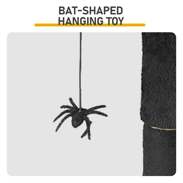 HKM-8591677 Gothic Cat Tree with Spacious Condo, Branch-Shaped Scratching Post, and Spider Toy in Red & Black