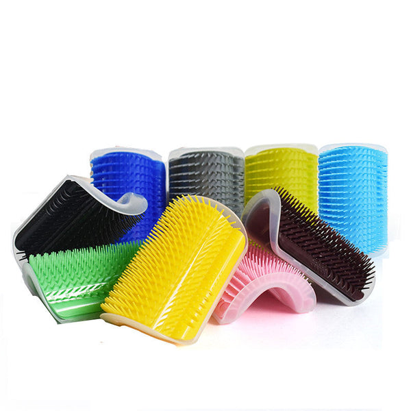 HKM-8591805 Cat Massage Rubbing Brush with Catnip ¨C Durable Plastic Hair Comb for Wall Corner Use