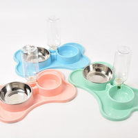 HKM-8592189 Automatic Dog Water Dispenser with Double Bowls - Plastic Pet Food and Water Station, 36x23x20.5cm