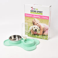 HKM-8592189 Automatic Dog Water Dispenser with Double Bowls - Plastic Pet Food and Water Station, 36x23x20.5cm