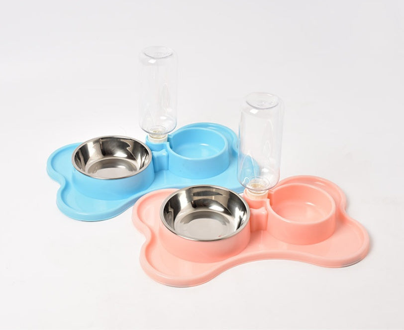 HKM-8592189 Automatic Dog Water Dispenser with Double Bowls - Plastic Pet Food and Water Station, 36x23x20.5cm