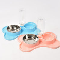 HKM-8592189 Automatic Dog Water Dispenser with Double Bowls - Plastic Pet Food and Water Station, 36x23x20.5cm
