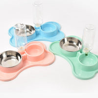 HKM-8592189 Automatic Dog Water Dispenser with Double Bowls - Plastic Pet Food and Water Station, 36x23x20.5cm