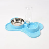 HKM-8592189 Automatic Dog Water Dispenser with Double Bowls - Plastic Pet Food and Water Station, 36x23x20.5cm