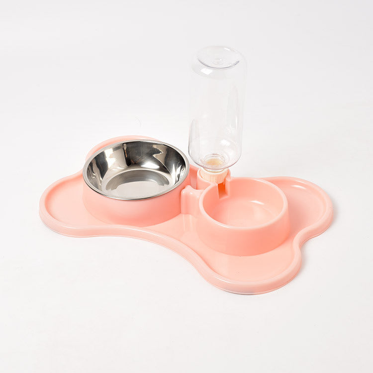 HKM-8592189 Automatic Dog Water Dispenser with Double Bowls - Plastic Pet Food and Water Station, 36x23x20.5cm