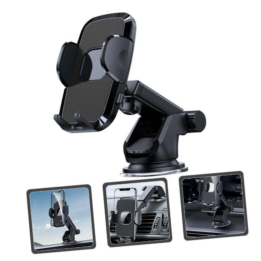 HKM-859219 Multifunctional Car Phone Holder with Strong Suction for Dashboard and Windshield Compatibility