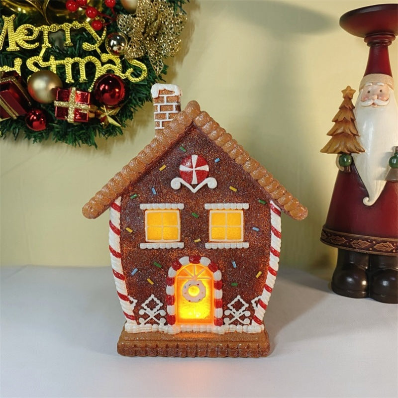 HKM-859283 Festive Gingerbread Man Resin Decoration with LED Light for Christmas Decor