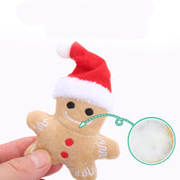 HKM-8594621 Gingerbread Man Cat Toy with Christmas Hat, Plush Mint & PP Cotton Material