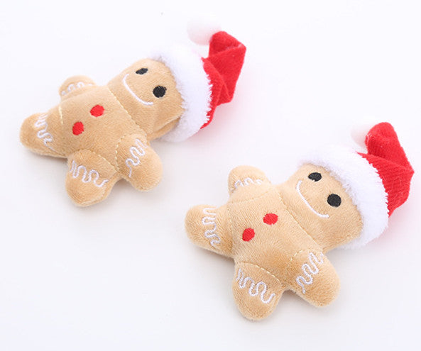 HKM-8594621 Gingerbread Man Cat Toy with Christmas Hat, Plush Mint & PP Cotton Material