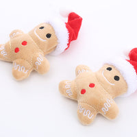 HKM-8594621 Gingerbread Man Cat Toy with Christmas Hat, Plush Mint & PP Cotton Material