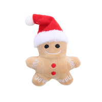 HKM-8594621 Gingerbread Man Cat Toy with Christmas Hat, Plush Mint & PP Cotton Material